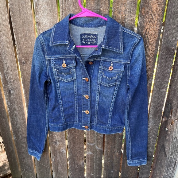 Big Star Women’s Embroidered Pocket Denim Trucker Jean Jacket Sz XS - Picture 8 of 14